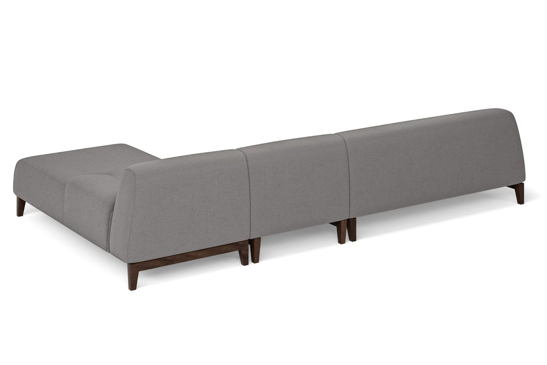 LIVELUSSO Chaise Lounge Sofa Pavia 4 Seater Right Hand Facing Chaise Lounge Corner Sofa Grey Linen Fabric