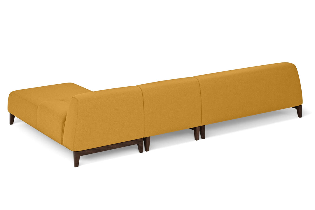 LIVELUSSO Chaise Lounge Sofa Pavia 4 Seater Right Hand Facing Chaise Lounge Corner Sofa Yellow Linen Fabric