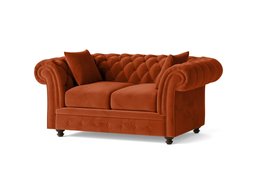 LIVELUSSO Sofa Pesaro 2 Seater Sofa Orange Velvet