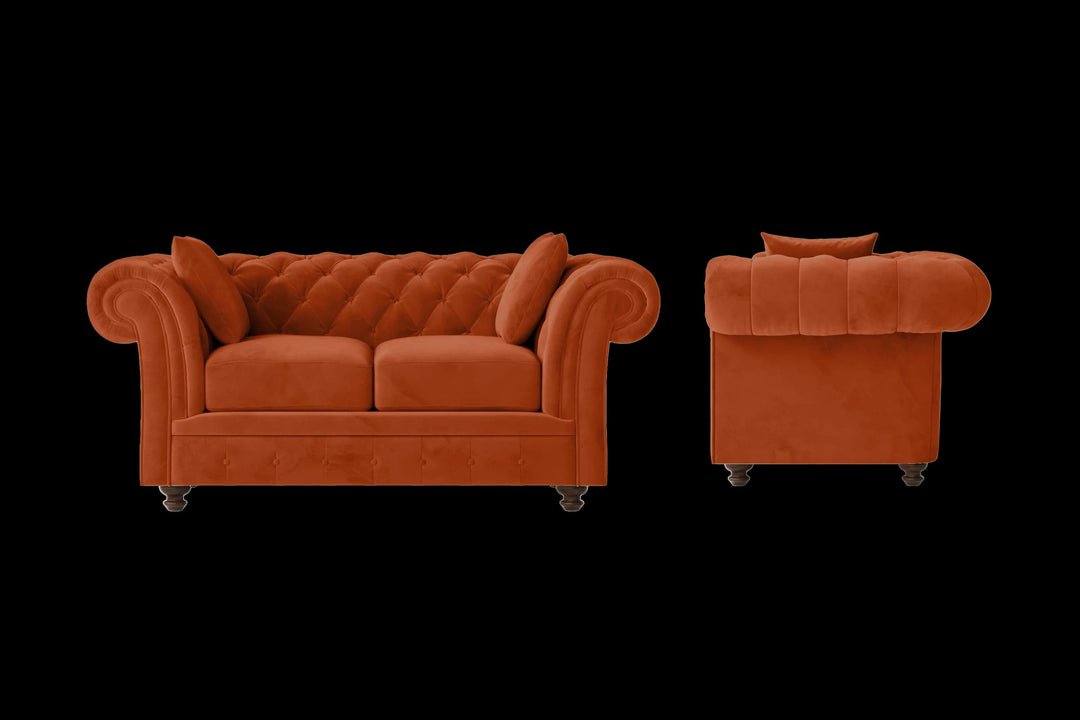 LIVELUSSO Sofa Pesaro 2 Seater Sofa Orange Velvet