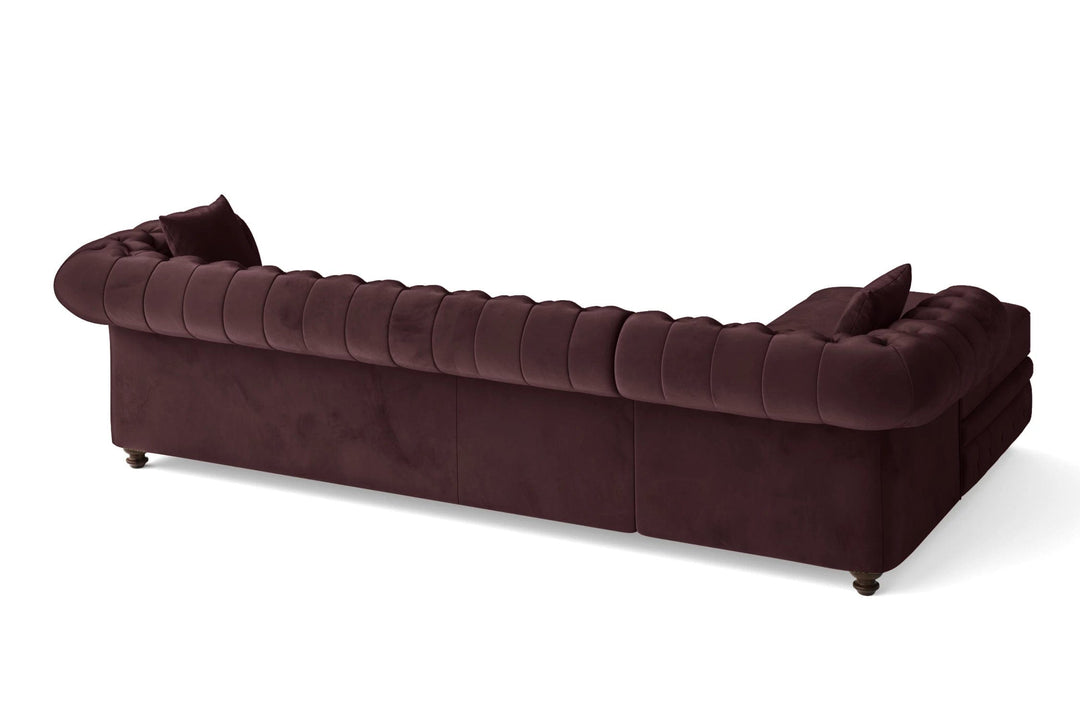 LIVELUSSO Chaise Lounge Sofa Pesaro 3 Seater Left Hand Facing Chaise Lounge Corner Sofa Grape Velvet