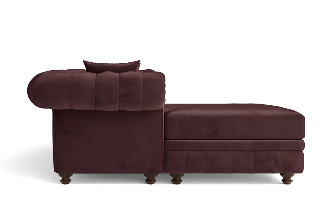 LIVELUSSO Chaise Lounge Sofa Pesaro 3 Seater Left Hand Facing Chaise Lounge Corner Sofa Grape Velvet