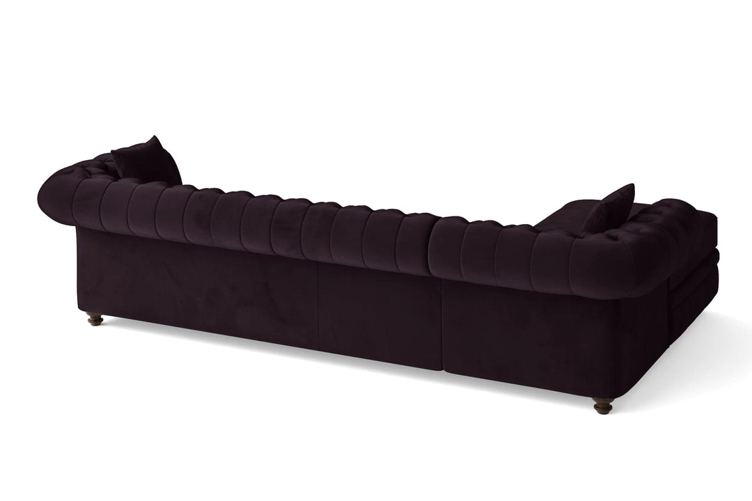 LIVELUSSO Chaise Lounge Sofa Pesaro 3 Seater Left Hand Facing Chaise Lounge Corner Sofa Purple Velvet