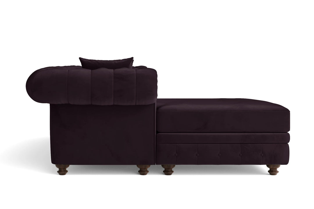 LIVELUSSO Chaise Lounge Sofa Pesaro 3 Seater Left Hand Facing Chaise Lounge Corner Sofa Purple Velvet