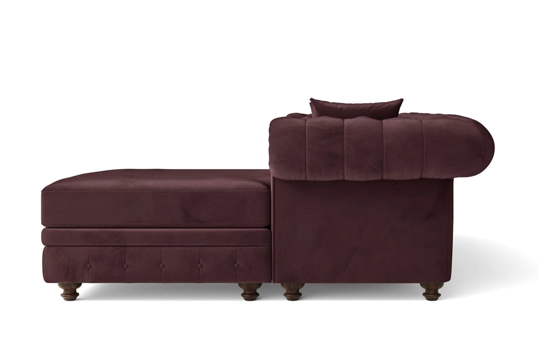 LIVELUSSO Chaise Lounge Sofa Pesaro 3 Seater Right Hand Facing Chaise Lounge Corner Sofa Grape Velvet