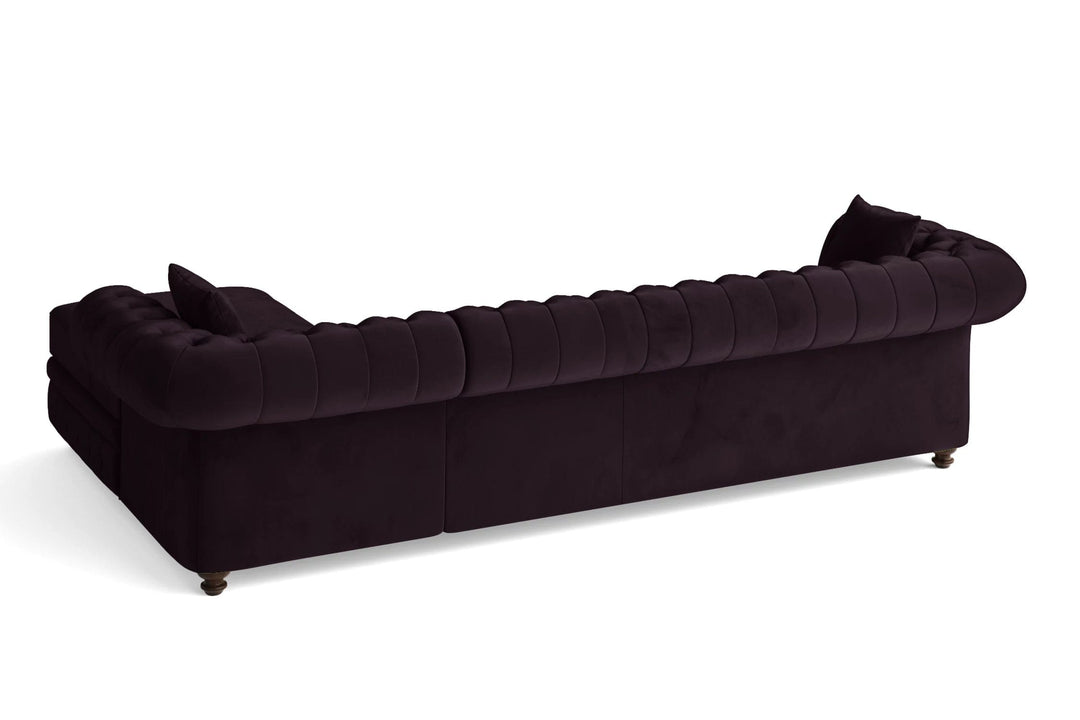 LIVELUSSO Chaise Lounge Sofa Pesaro 3 Seater Right Hand Facing Chaise Lounge Corner Sofa Purple Velvet