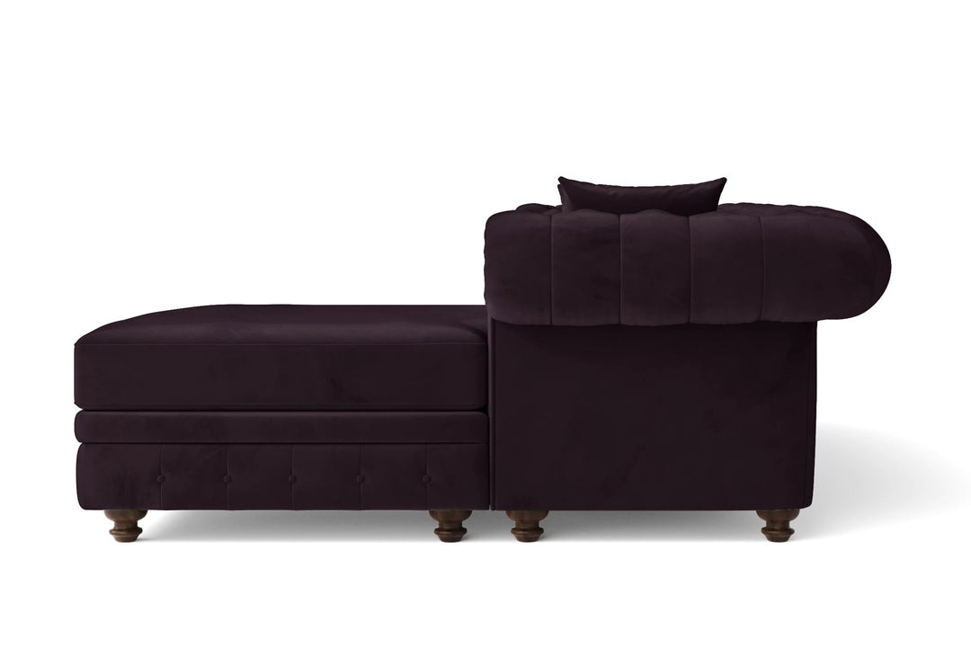 LIVELUSSO Chaise Lounge Sofa Pesaro 3 Seater Right Hand Facing Chaise Lounge Corner Sofa Purple Velvet