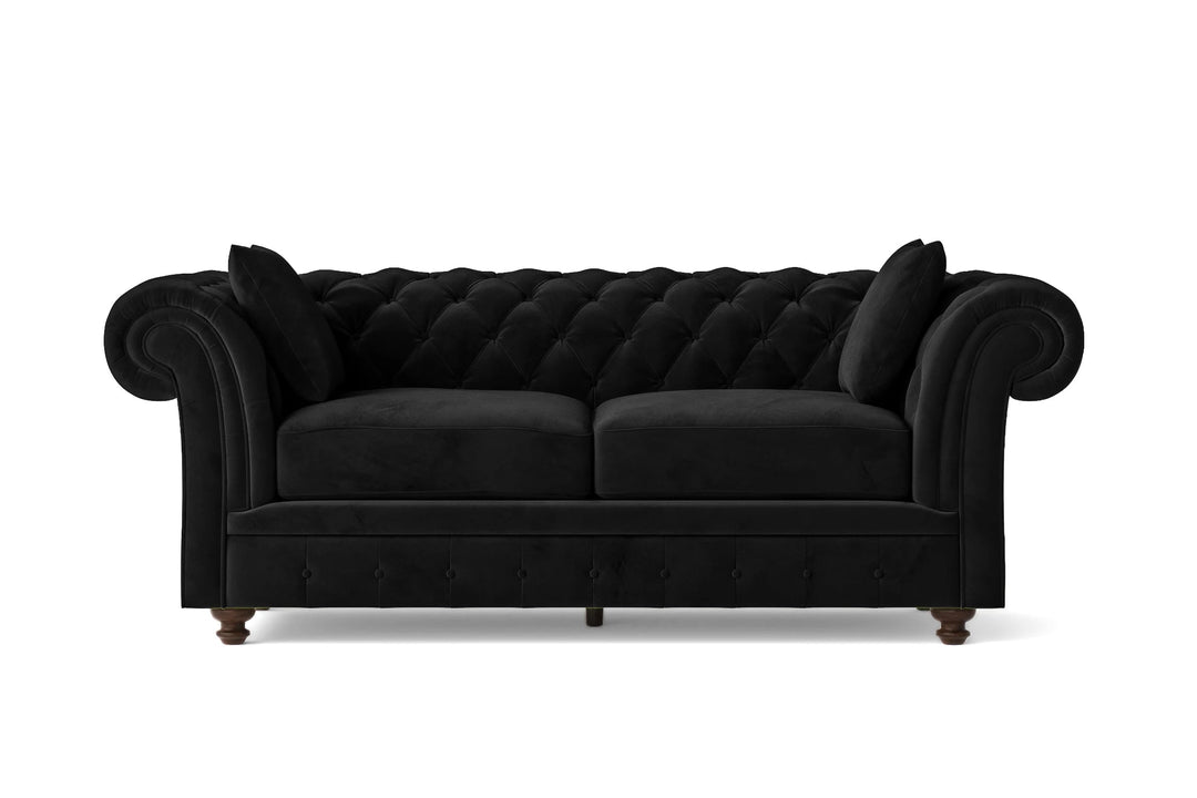 LIVELUSSO Sofa Pesaro 3 Seater Sofa Black Velvet