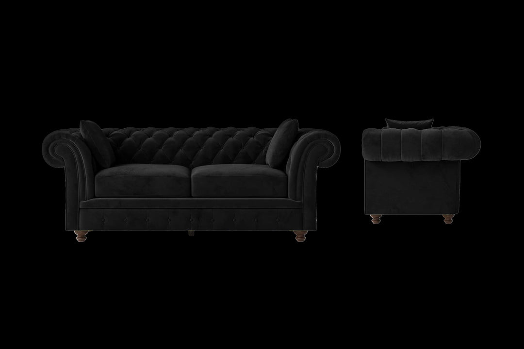 LIVELUSSO Sofa Pesaro 3 Seater Sofa Black Velvet