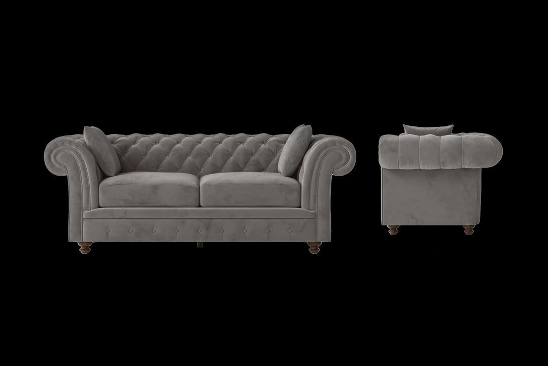 LIVELUSSO Sofa Pesaro 3 Seater Sofa Grey Velvet