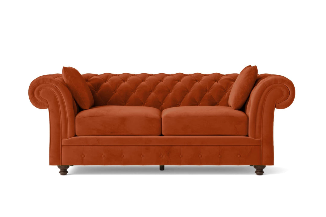 LIVELUSSO Sofa Pesaro 3 Seater Sofa Orange Velvet