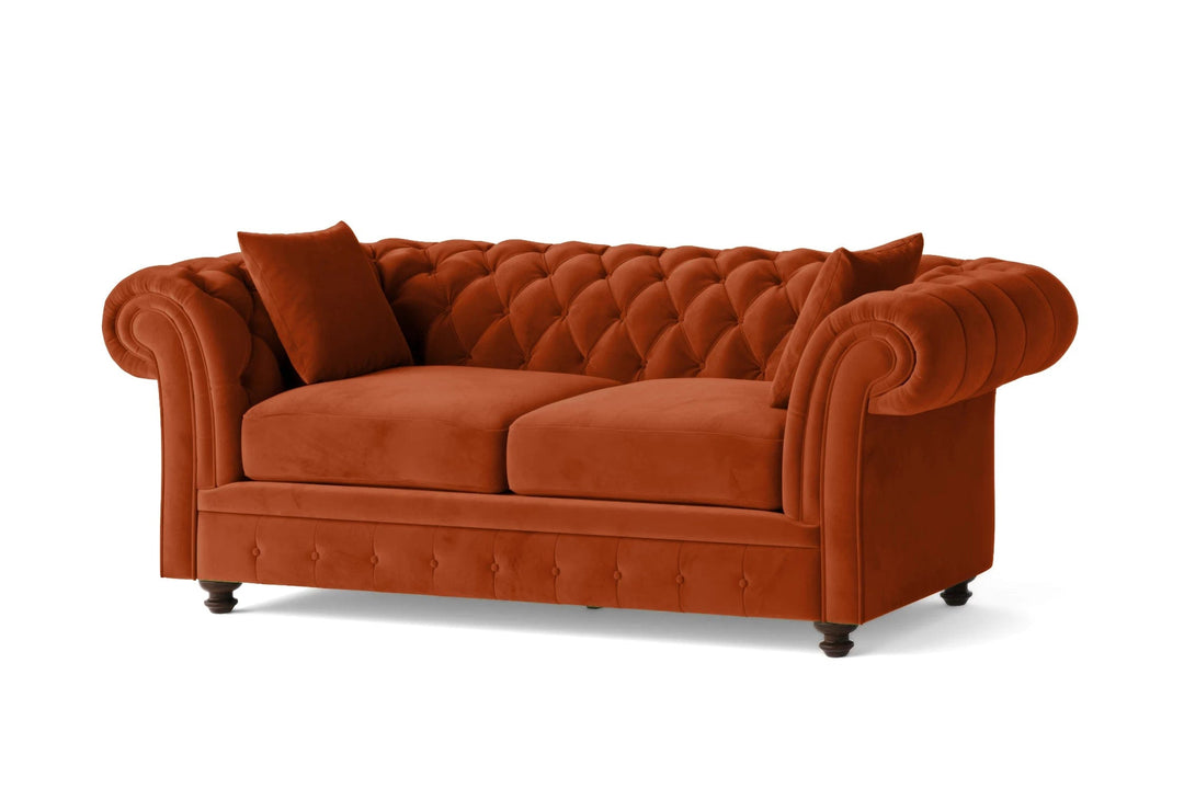 LIVELUSSO Sofa Pesaro 3 Seater Sofa Orange Velvet