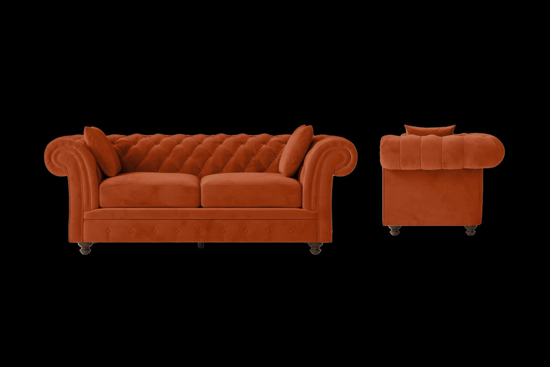 LIVELUSSO Sofa Pesaro 3 Seater Sofa Orange Velvet