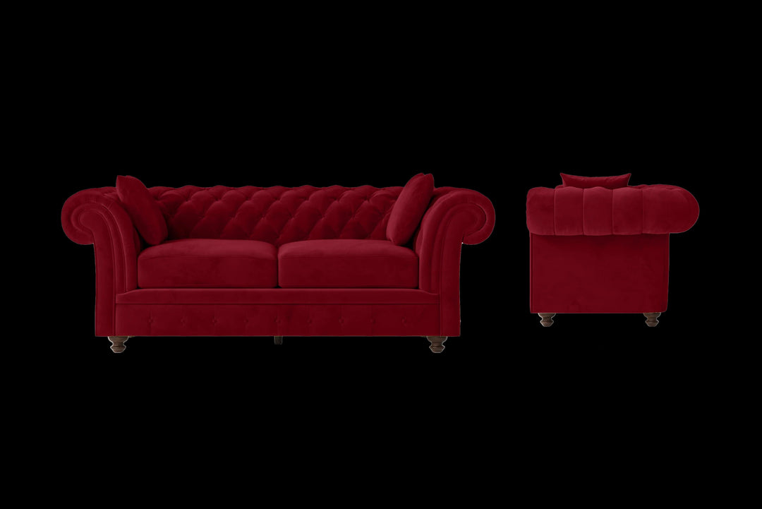 LIVELUSSO Sofa Pesaro 3 Seater Sofa Red Velvet