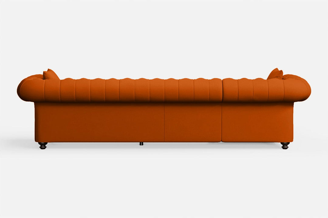 LIVELUSSO Chaise Lounge Sofa Pesaro 4 Seater Left Hand Facing Chaise Lounge Corner Sofa Orange Leather