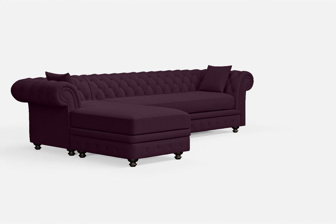 LIVELUSSO Chaise Lounge Sofa Pesaro 4 Seater Left Hand Facing Chaise Lounge Corner Sofa Purple Linen Fabric