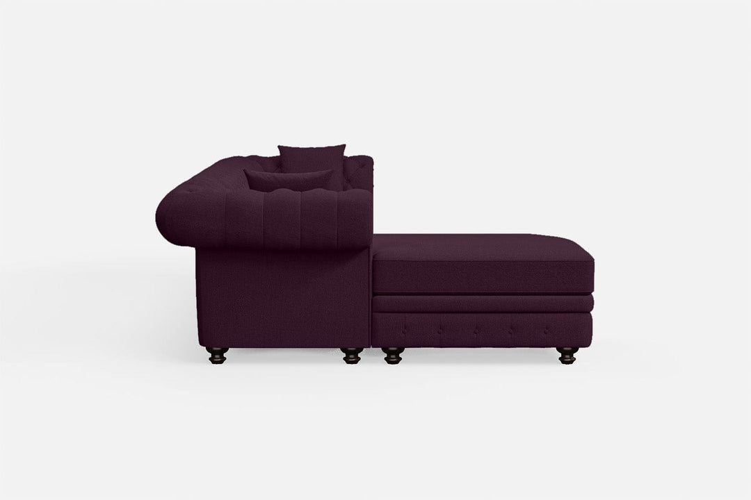 LIVELUSSO Chaise Lounge Sofa Pesaro 4 Seater Left Hand Facing Chaise Lounge Corner Sofa Purple Linen Fabric