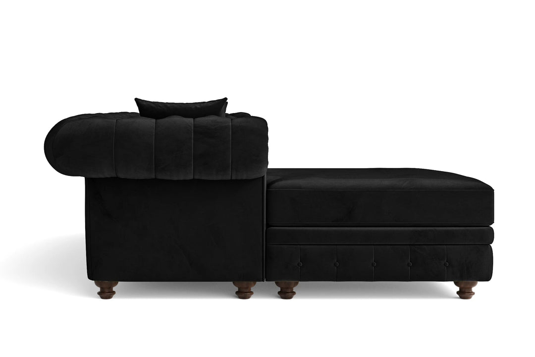 LIVELUSSO Chaise Lounge Sofa Pesaro 4 Seater Left Hand Facing Chaise Lounge Corner Sofa Black Velvet