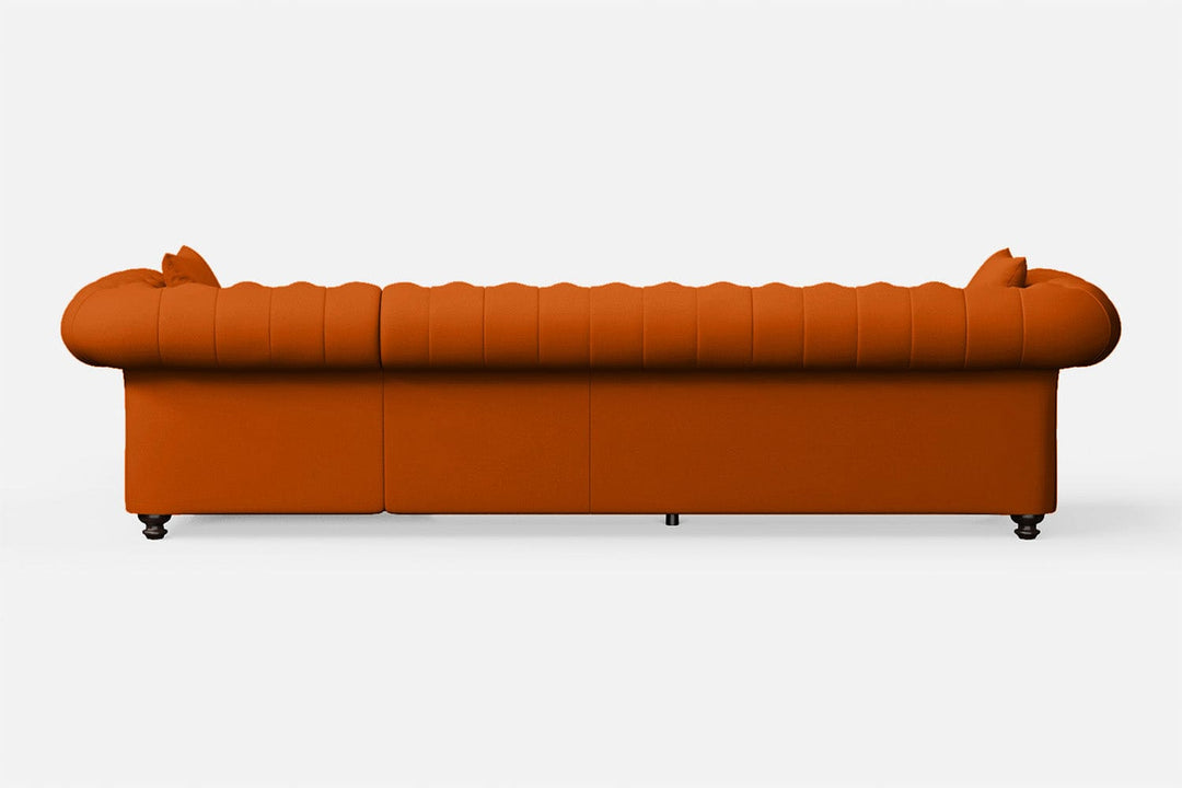 LIVELUSSO Chaise Lounge Sofa Pesaro 4 Seater Right Hand Facing Chaise Lounge Corner Sofa Orange Leather