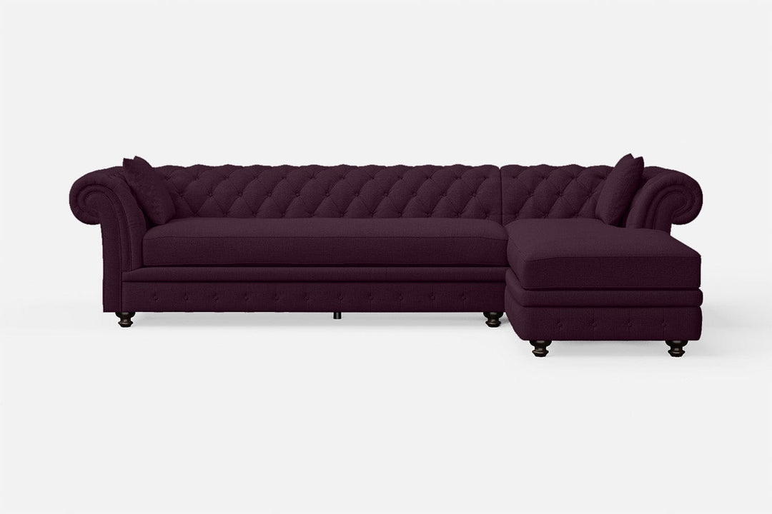 LIVELUSSO Chaise Lounge Sofa Pesaro 4 Seater Right Hand Facing Chaise Lounge Corner Sofa Purple Linen Fabric