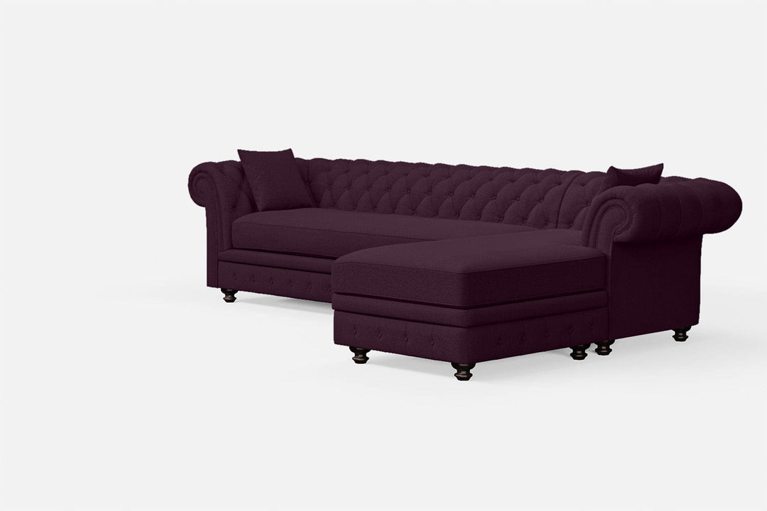 LIVELUSSO Chaise Lounge Sofa Pesaro 4 Seater Right Hand Facing Chaise Lounge Corner Sofa Purple Linen Fabric