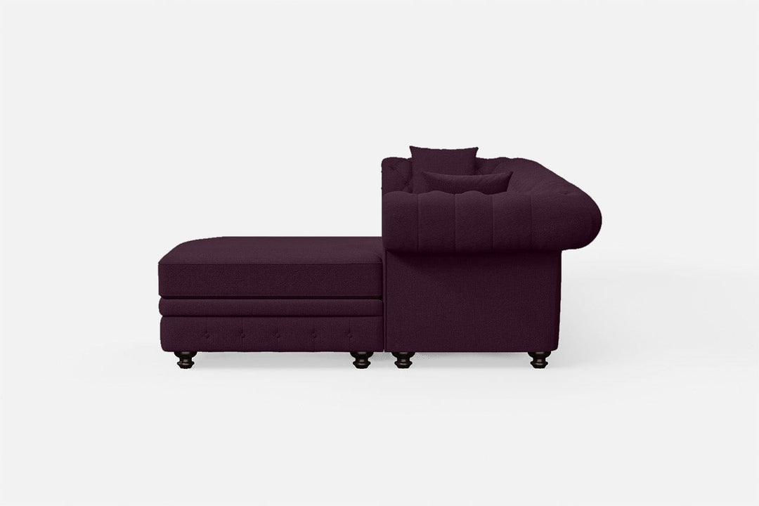 LIVELUSSO Chaise Lounge Sofa Pesaro 4 Seater Right Hand Facing Chaise Lounge Corner Sofa Purple Linen Fabric