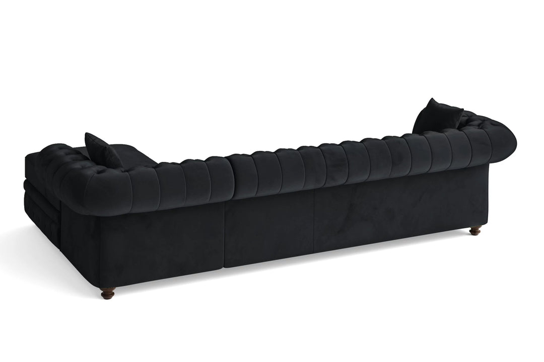 LIVELUSSO Chaise Lounge Sofa Pesaro 4 Seater Right Hand Facing Chaise Lounge Corner Sofa Dark Grey Velvet