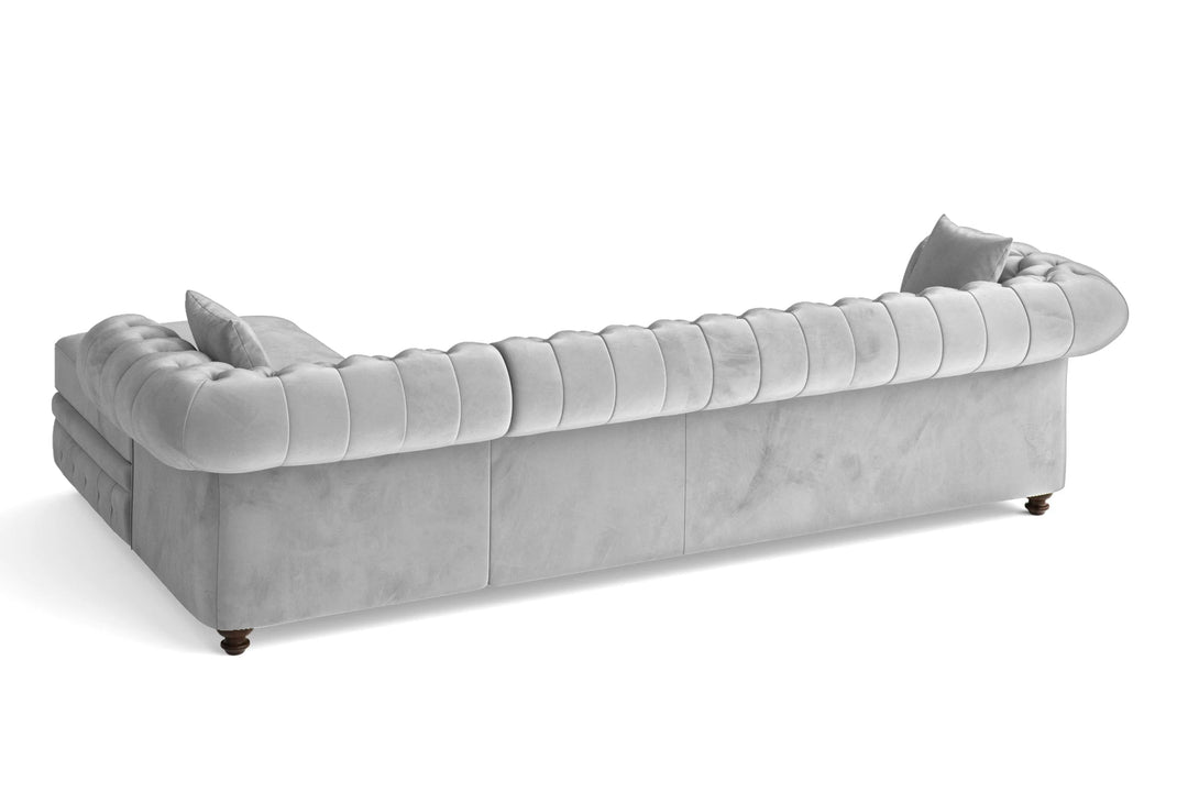 LIVELUSSO Chaise Lounge Sofa Pesaro 4 Seater Right Hand Facing Chaise Lounge Corner Sofa White Velvet