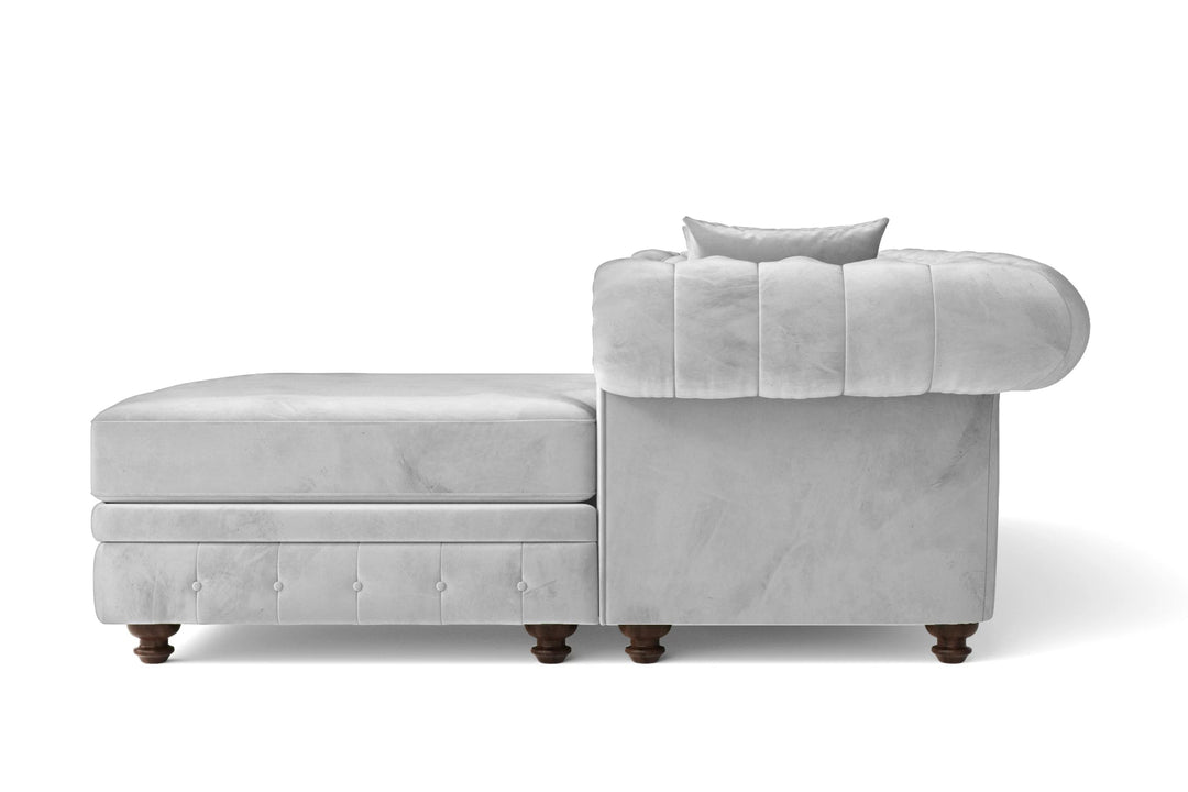 LIVELUSSO Chaise Lounge Sofa Pesaro 4 Seater Right Hand Facing Chaise Lounge Corner Sofa White Velvet