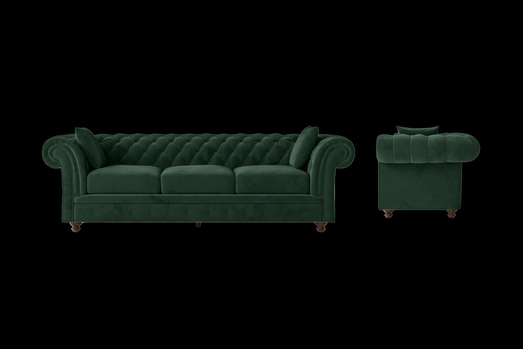 LIVELUSSO Sofa Pesaro 4 Seater Sofa Green Velvet