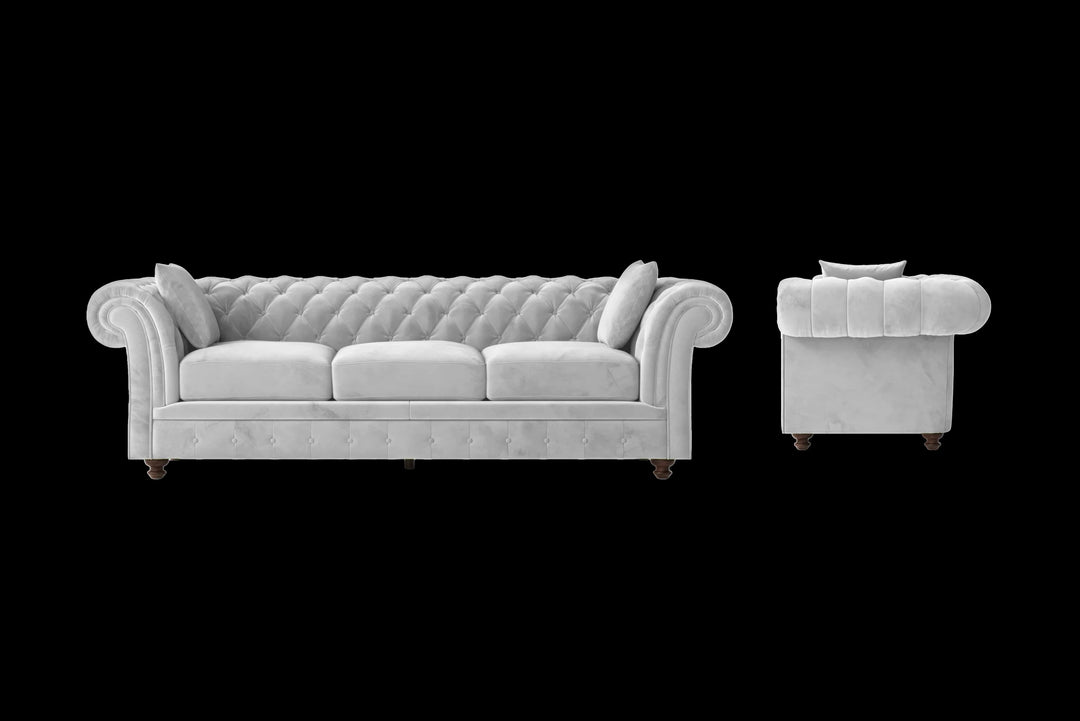 LIVELUSSO Sofa Pesaro 4 Seater Sofa White Velvet