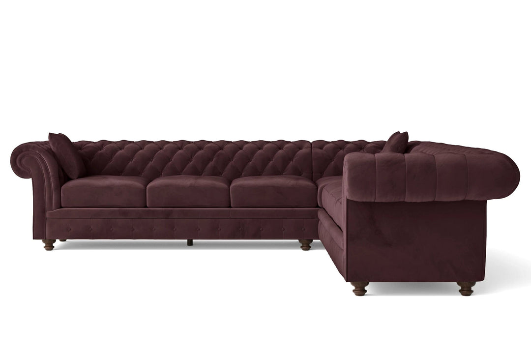 LIVELUSSO Corner Sofa Pesaro 5 Seater Corner Sofa Grape Velvet