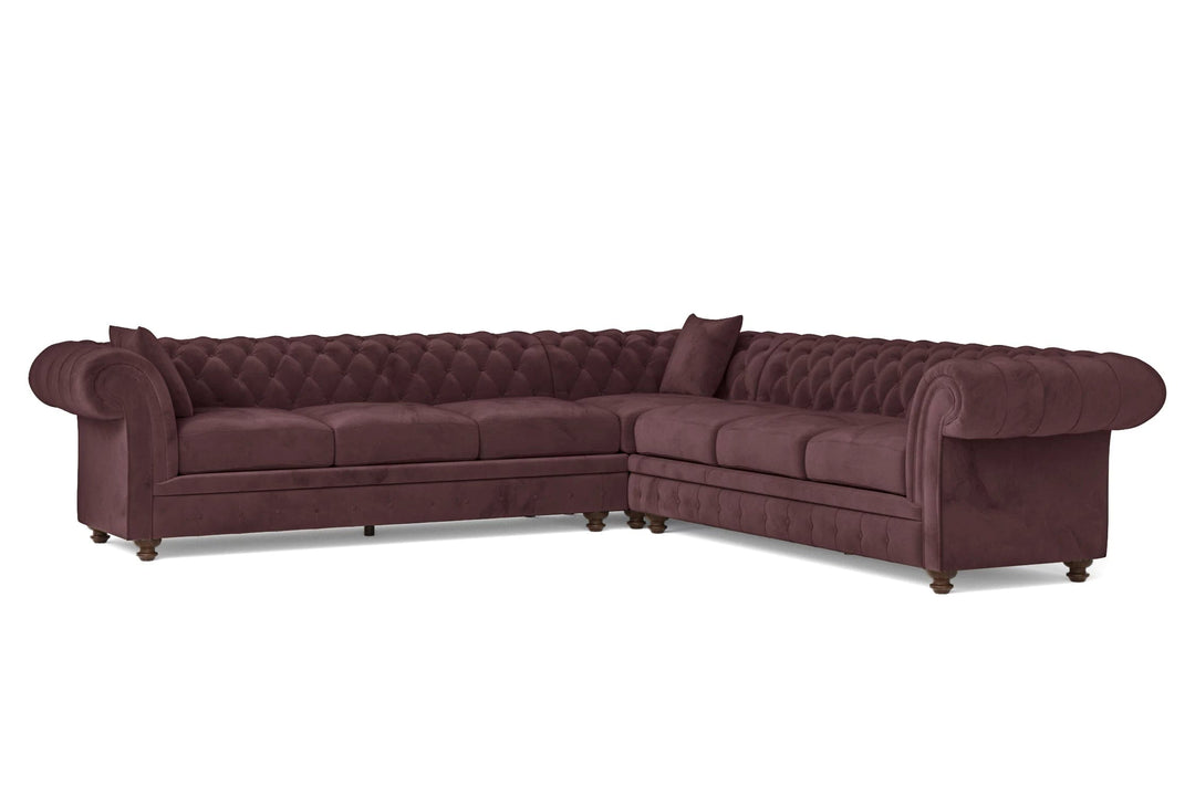 LIVELUSSO Corner Sofa Pesaro 5 Seater Corner Sofa Grape Velvet