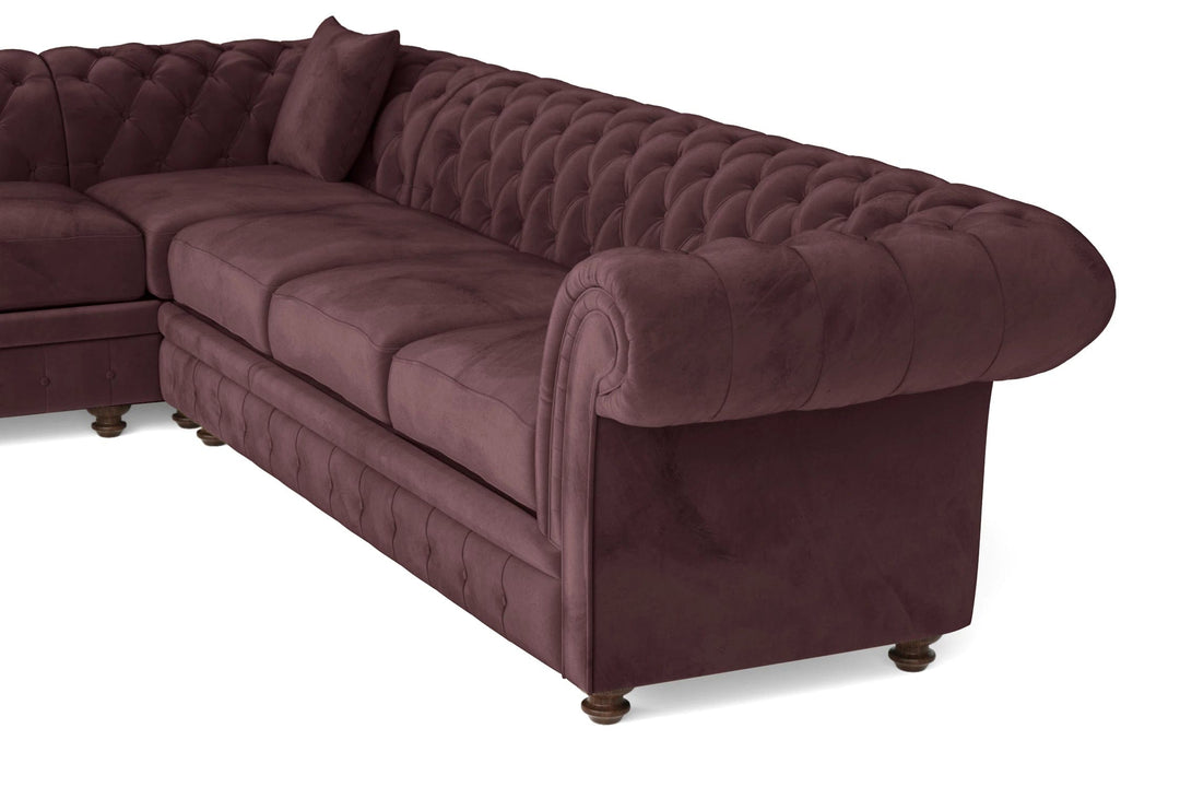 LIVELUSSO Corner Sofa Pesaro 5 Seater Corner Sofa Grape Velvet