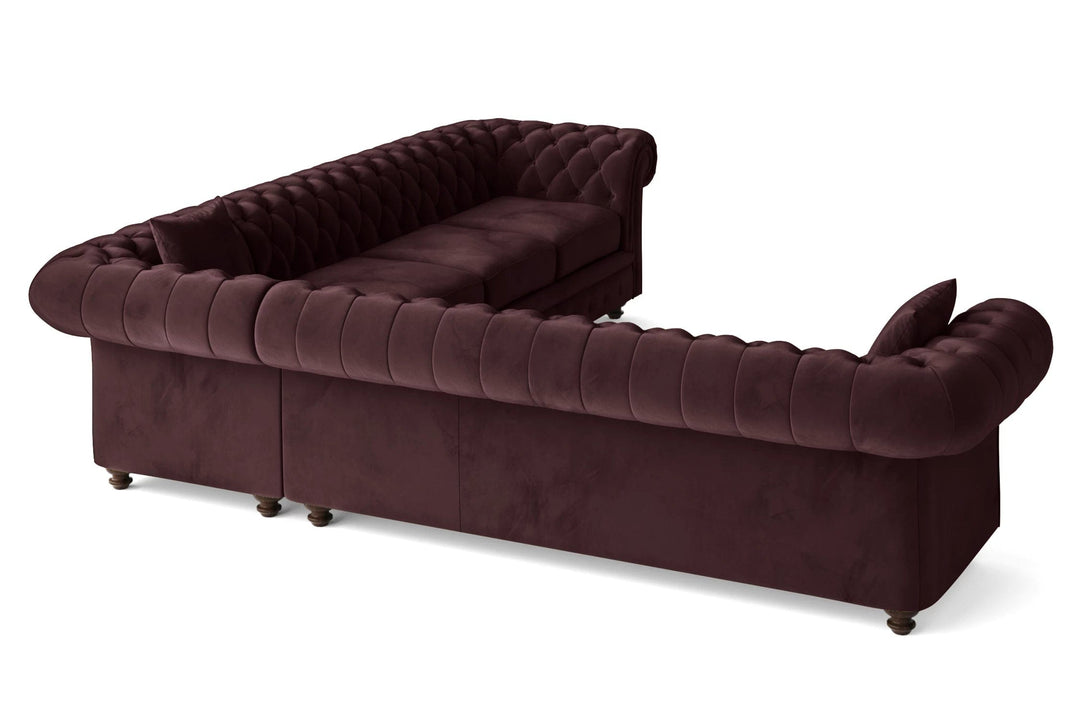 LIVELUSSO Corner Sofa Pesaro 5 Seater Corner Sofa Grape Velvet