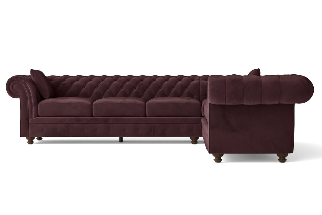 LIVELUSSO Corner Sofa Pesaro 5 Seater Corner Sofa Grape Velvet