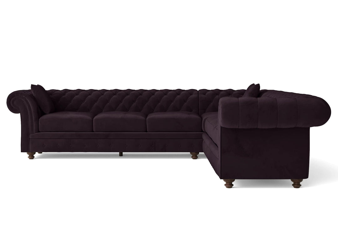 LIVELUSSO Corner Sofa Pesaro 5 Seater Corner Sofa Purple Velvet