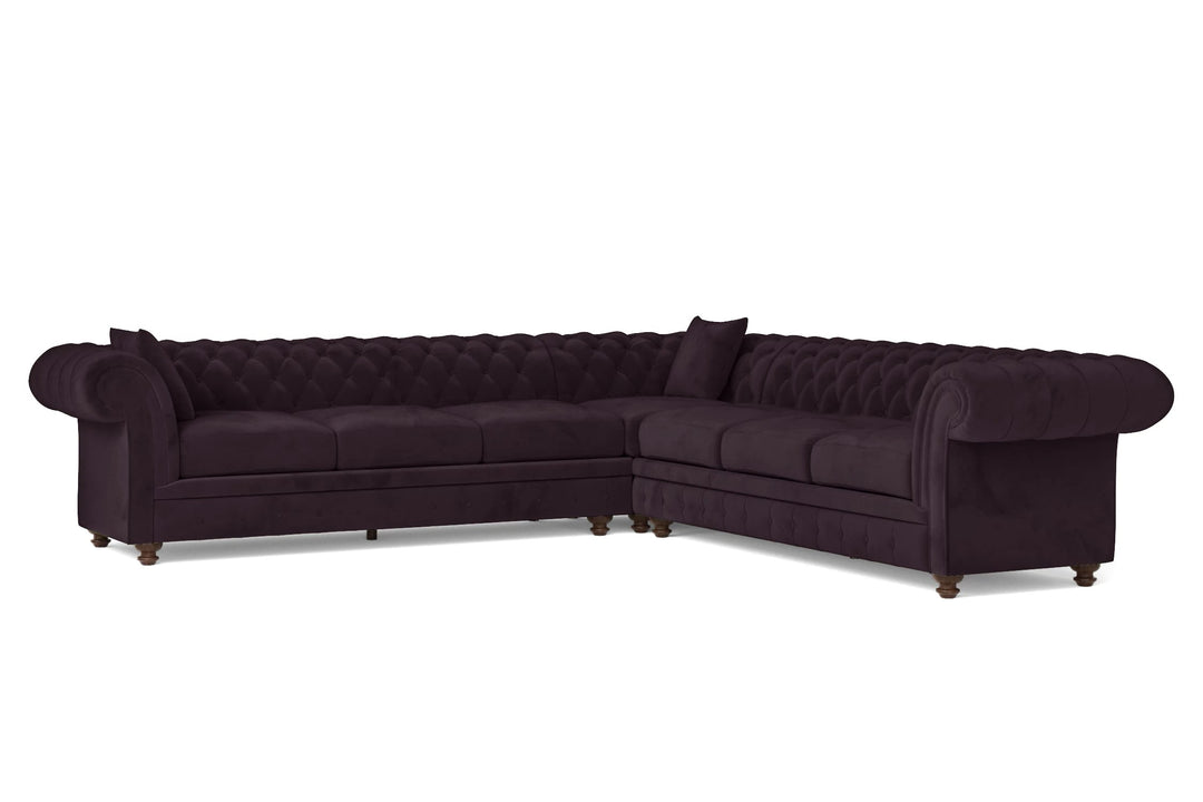 LIVELUSSO Corner Sofa Pesaro 5 Seater Corner Sofa Purple Velvet