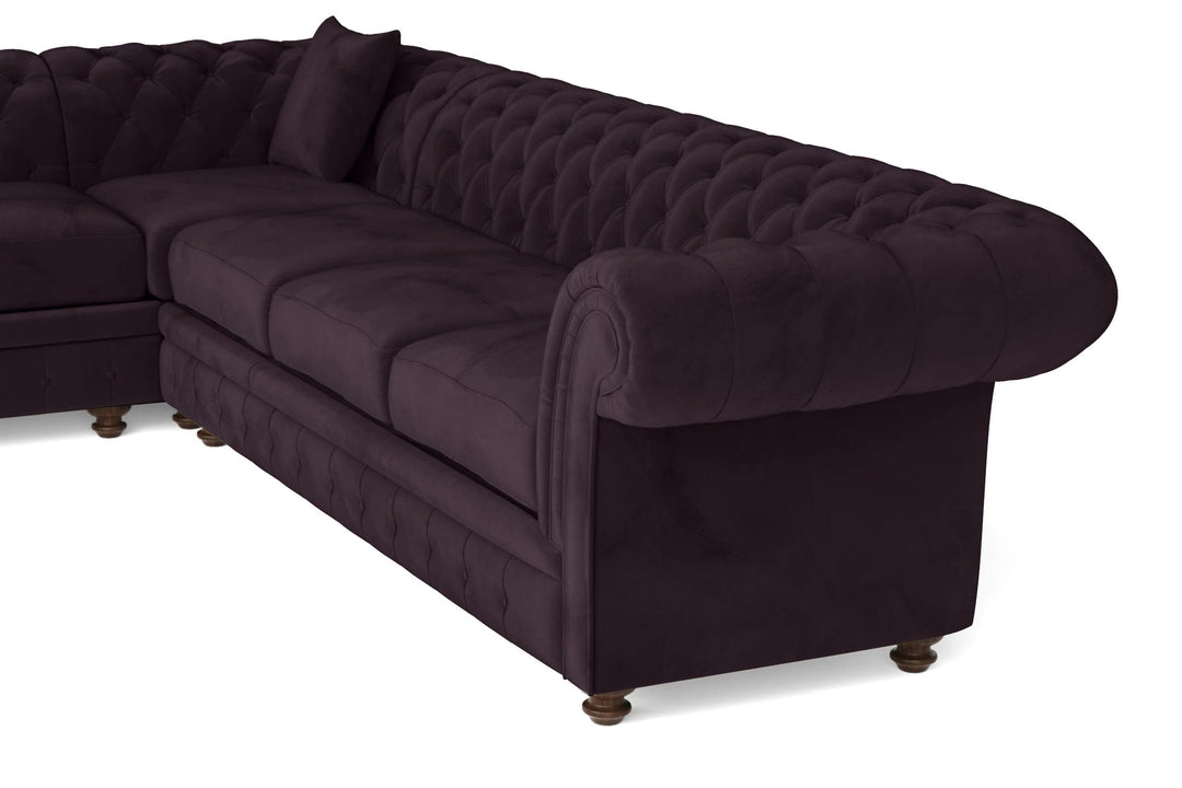 LIVELUSSO Corner Sofa Pesaro 5 Seater Corner Sofa Purple Velvet