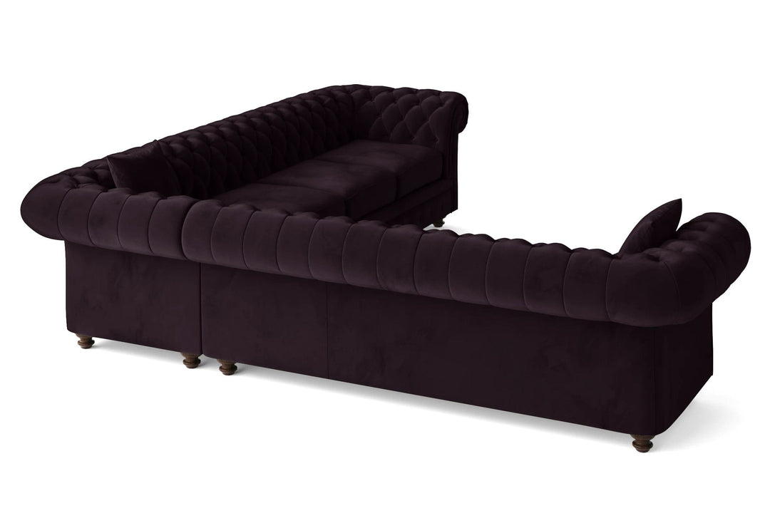 LIVELUSSO Corner Sofa Pesaro 5 Seater Corner Sofa Purple Velvet