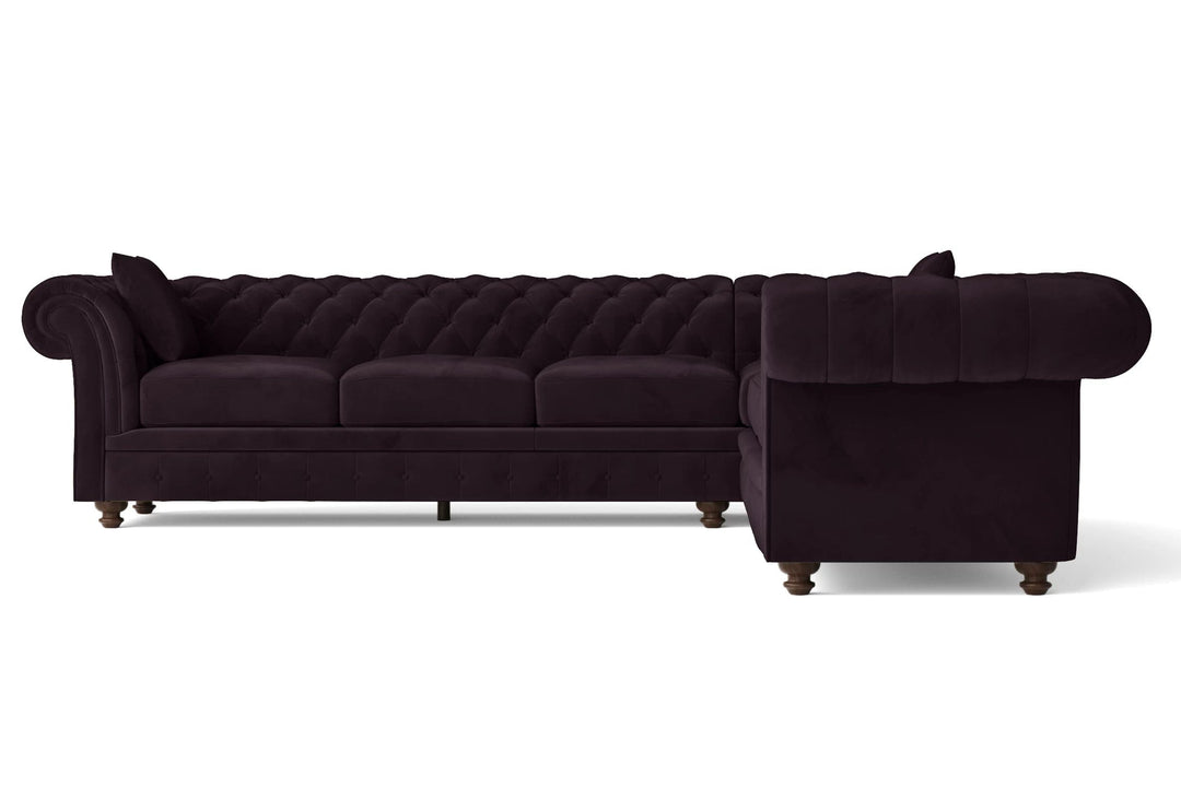 LIVELUSSO Corner Sofa Pesaro 5 Seater Corner Sofa Purple Velvet