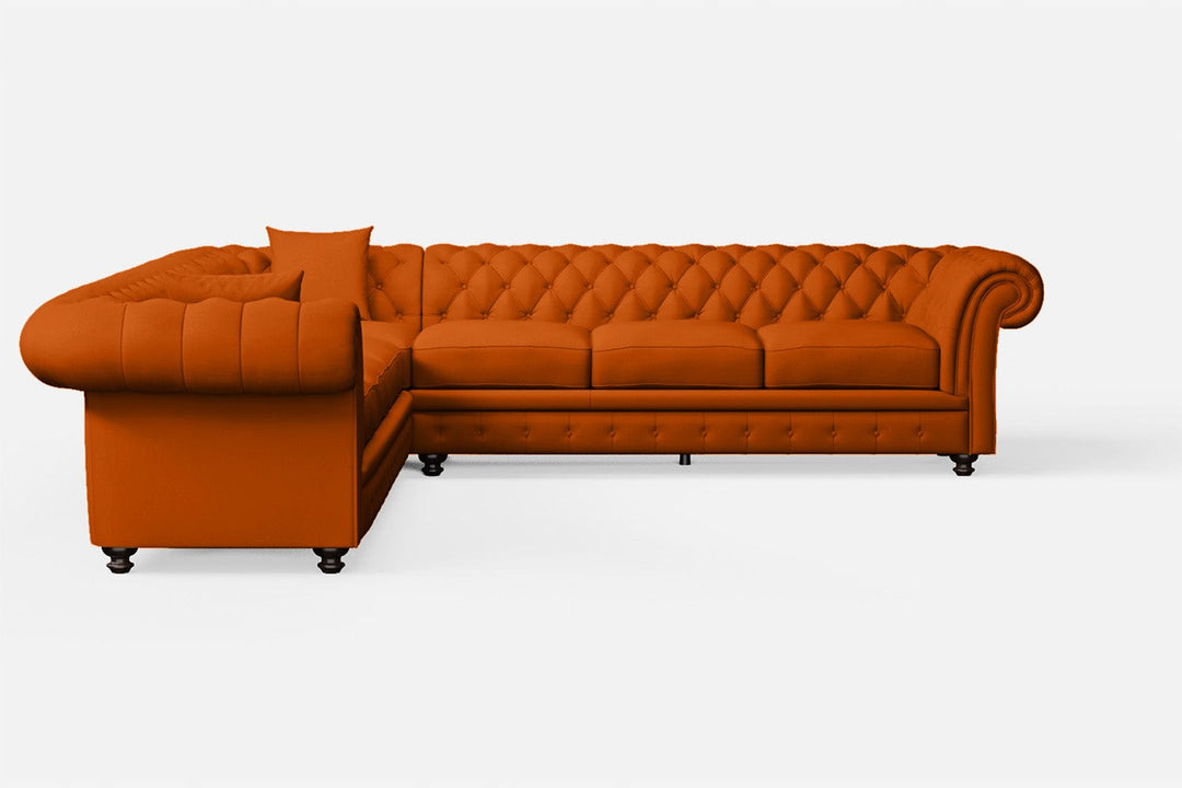 LIVELUSSO Corner Sofa Pesaro 6 Seater Corner Sofa Orange Leather