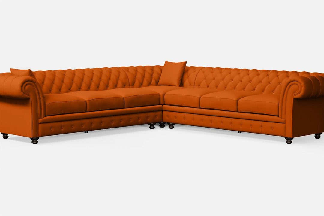 LIVELUSSO Corner Sofa Pesaro 6 Seater Corner Sofa Orange Leather