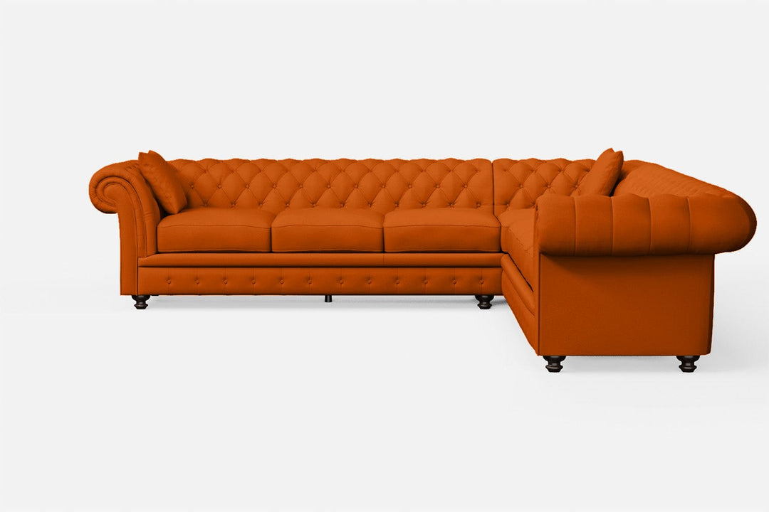 LIVELUSSO Corner Sofa Pesaro 6 Seater Corner Sofa Orange Leather