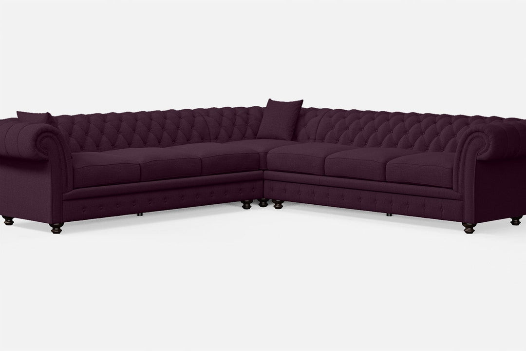 LIVELUSSO Corner Sofa Pesaro 6 Seater Corner Sofa Purple Linen Fabric