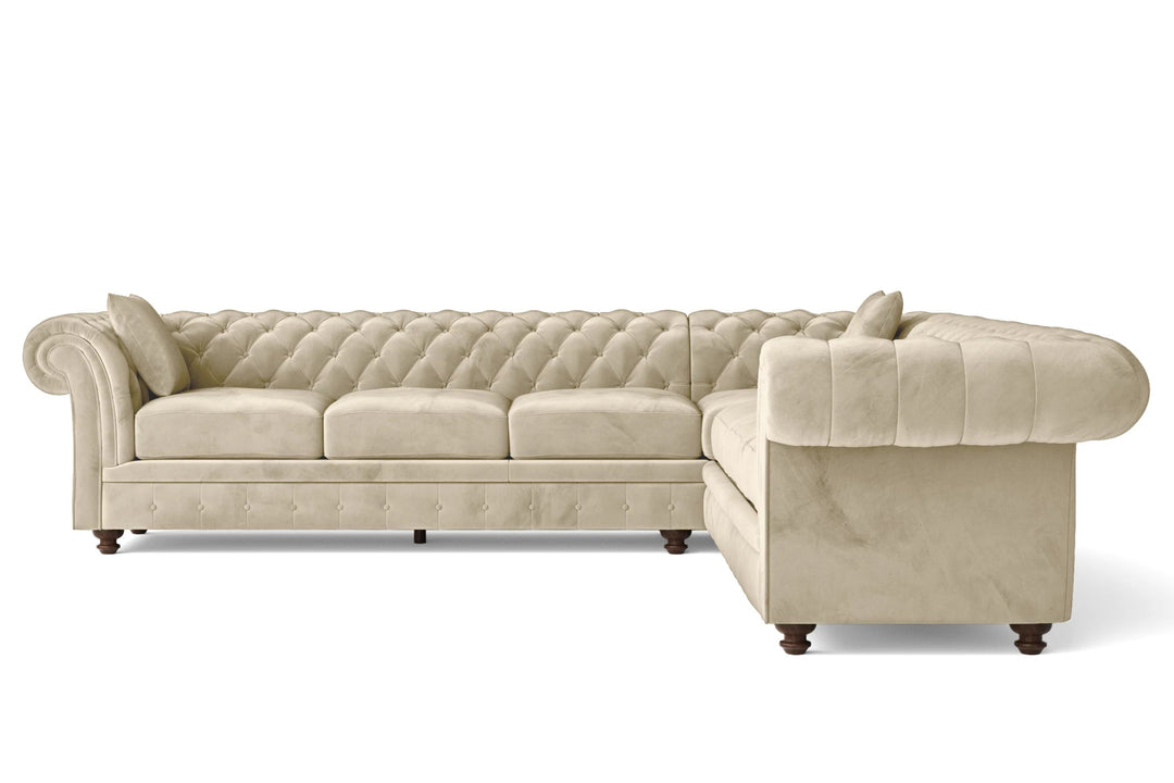 LIVELUSSO Corner Sofa Pesaro 6 Seater Corner Sofa Cream Velvet