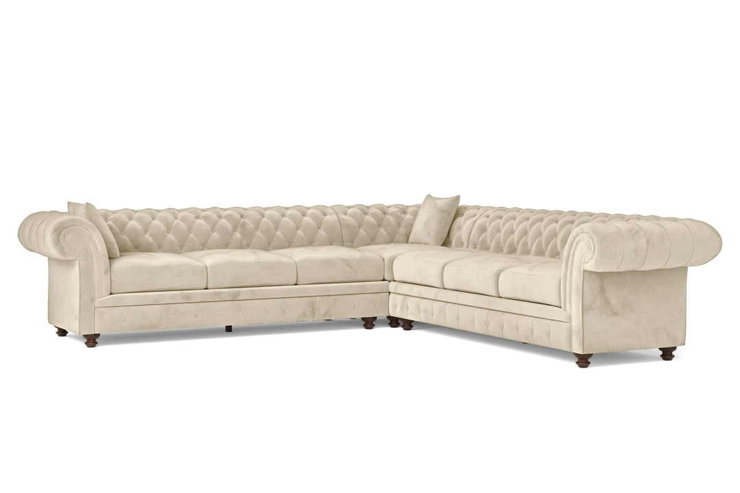 LIVELUSSO Corner Sofa Pesaro 6 Seater Corner Sofa Cream Velvet