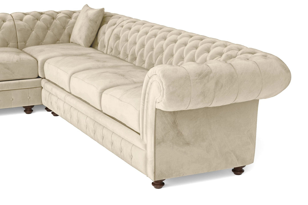 LIVELUSSO Corner Sofa Pesaro 6 Seater Corner Sofa Cream Velvet