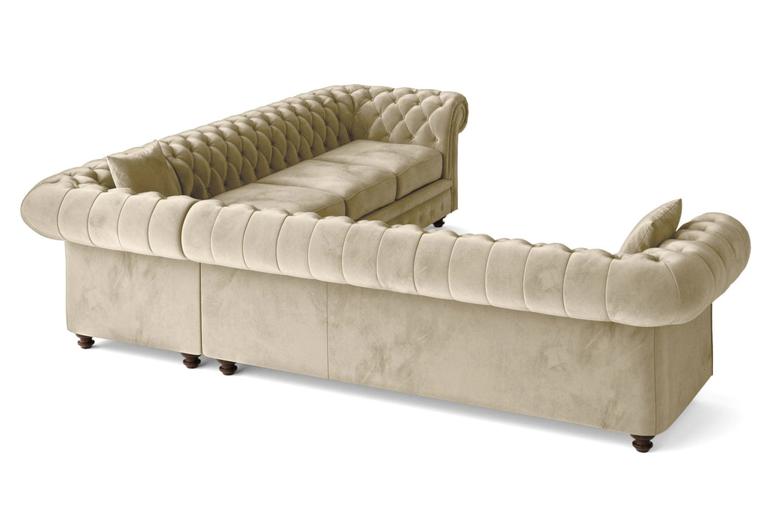 LIVELUSSO Corner Sofa Pesaro 6 Seater Corner Sofa Cream Velvet