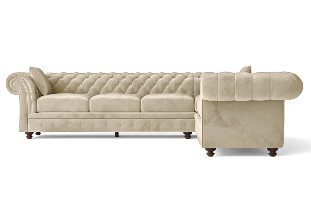 LIVELUSSO Corner Sofa Pesaro 6 Seater Corner Sofa Cream Velvet